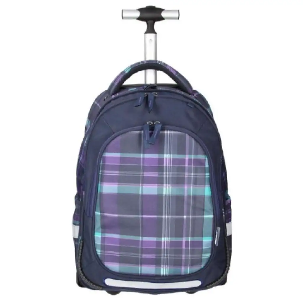 Spirit: Trolley lila kariertes Rollschulranzen-Rucksack Bild 1