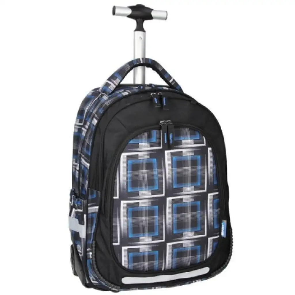 Spirit: Trolley schwarz-blau gemusterter Schulranzen Rucksack Bild 2