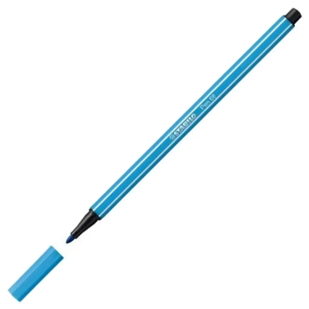 Stabilo: Pen 68 Filzstift in fluoreszierendem Blau, 1 mm Bild 2