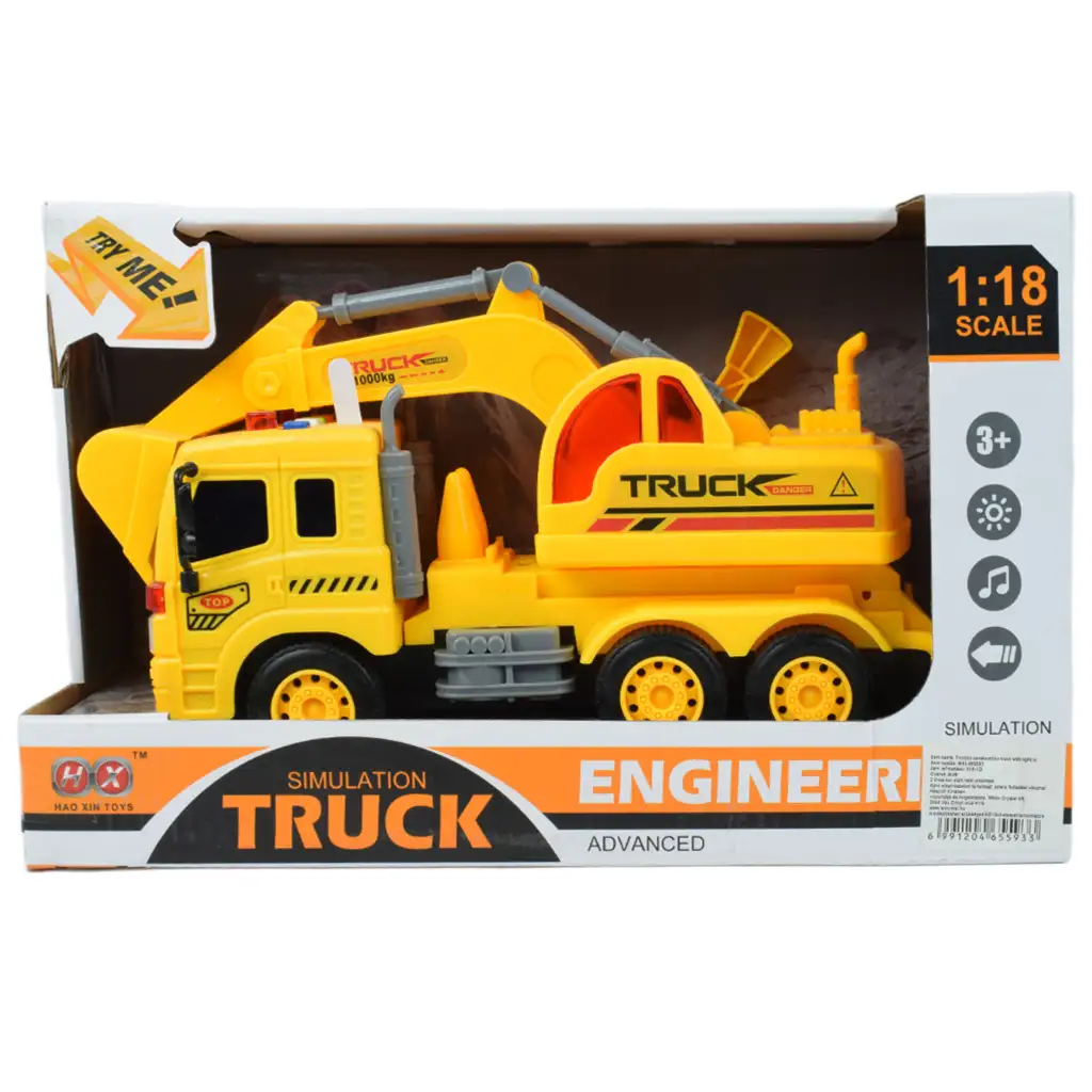 Stadt Lkw: Bagger Lkw mit Licht und Sound 1/18 Bild 6