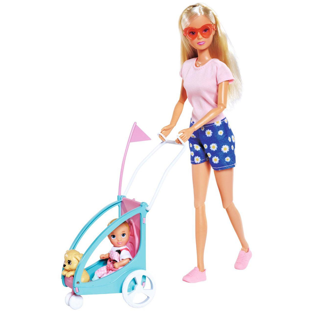 Steffi Love: Radfahrende Steffi Puppe mit Kinderanhänger - Simba Toys Bild 2
