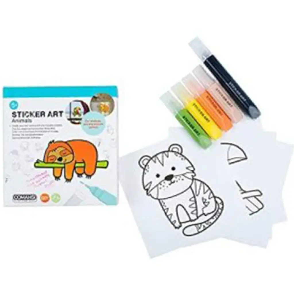 Sticker Art: Ausmalbare Tierset-Aufkleber - Comansi Bild 1