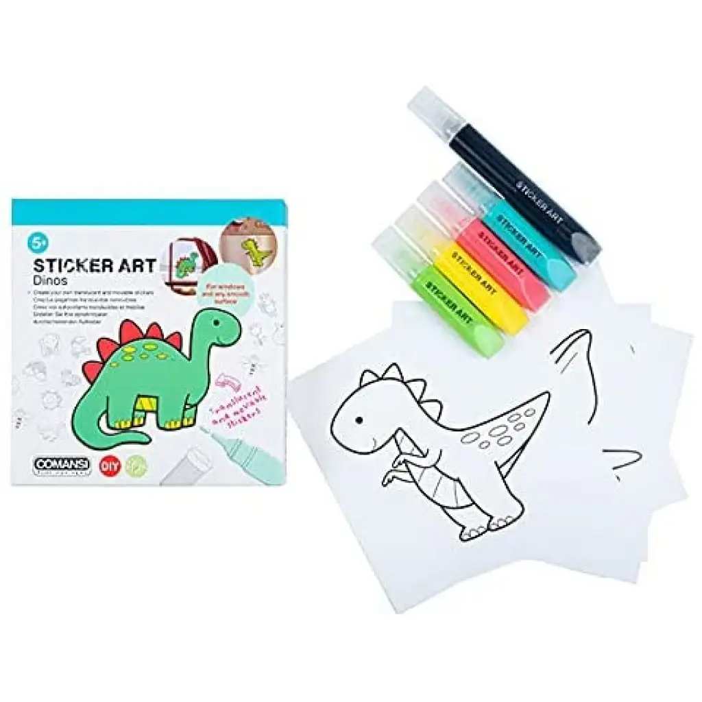 Sticker Art: Dinosaurier ausmalbare Aufkleber-Set - Comansi Bild 1
