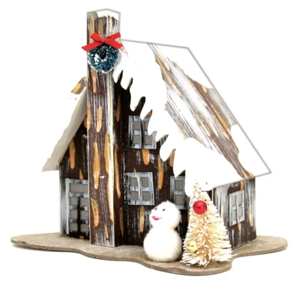 Stop & Look: Weihnachtshaus aus Papier mit Turm und Licht 17x12x14cm Bild 1