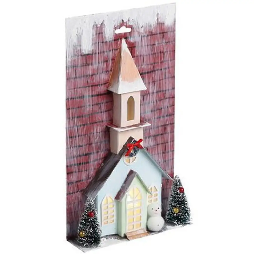 Stop & Look: Weihnachtspapierkirche mit Licht 17x5x30cm Bild 1