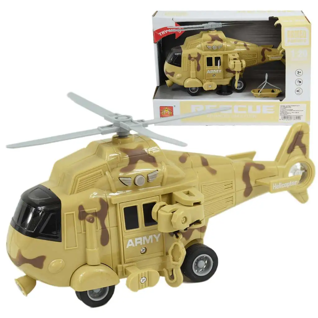 Streitkräfte: Tarnfarbenes sandfarbenes Kampfhubschrauber mit Licht- und Toneffekten im Maßstab 1/20, 21 cm Bild 1