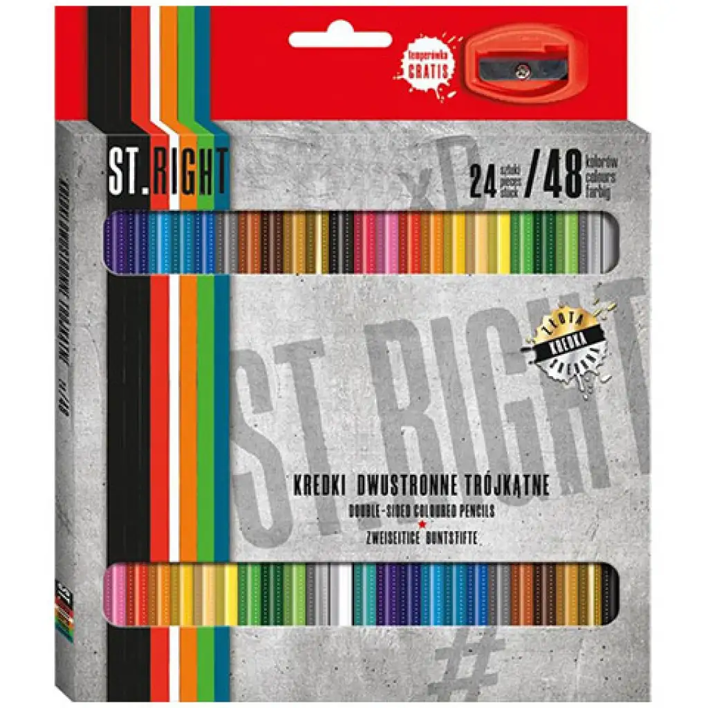 St.Right Doppelseitige Buntstifte 24er-Set mit Anspitzer Bild 1