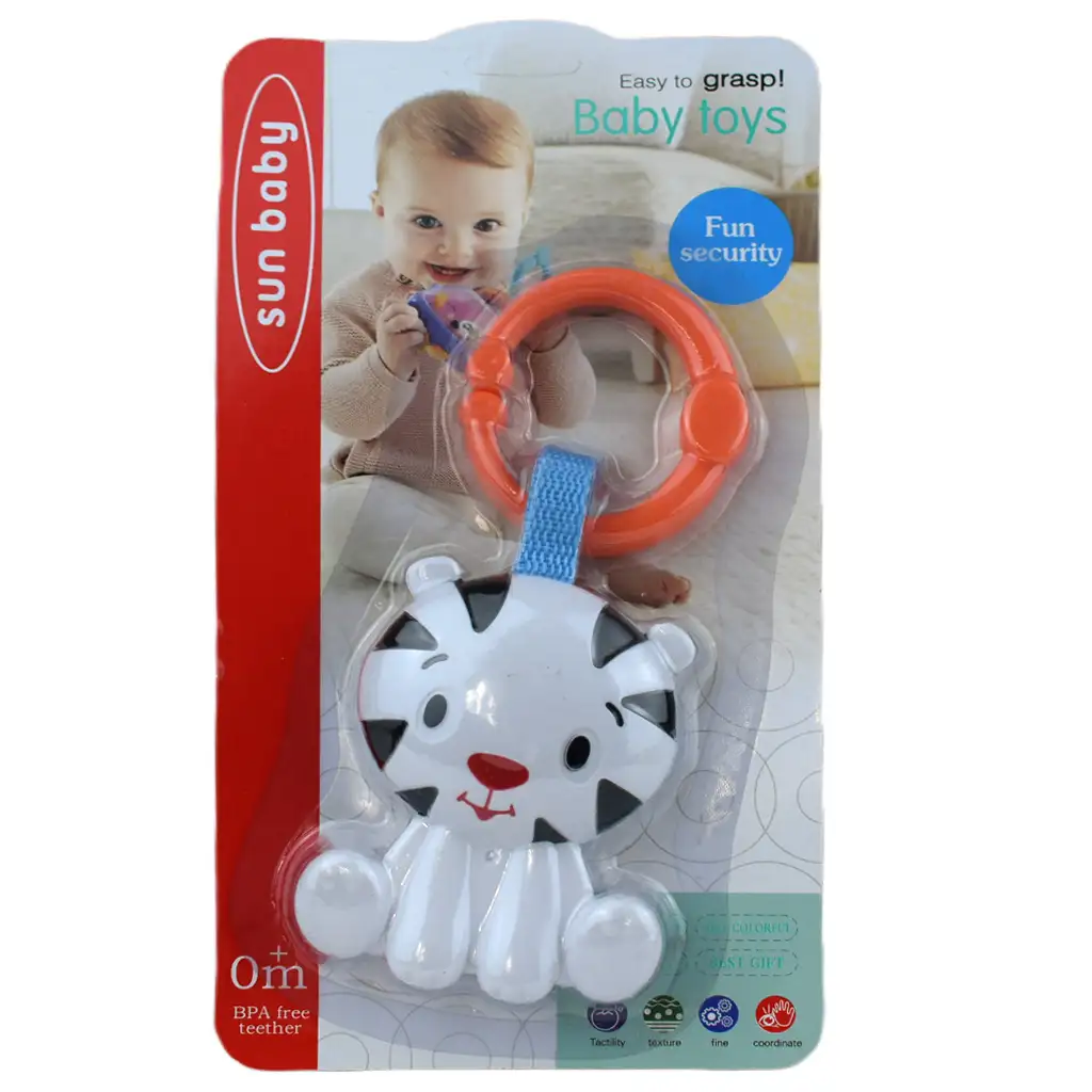 Sun Baby: Fröhlicher weißer Tiger BPA-frei Baby-Rassel Bild 4