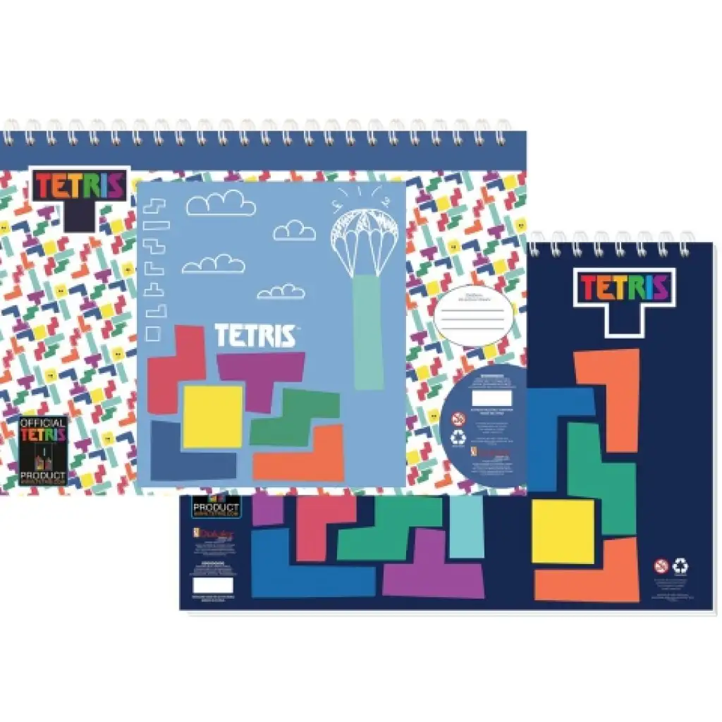Tetris Skizzenbuch mit Aufklebern und Schablone Bild 1