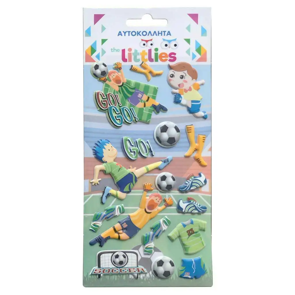 The Littlies: Fußballmuster 3D Puffaufkleber Set 10x22cm auf Bogen Bild 1
