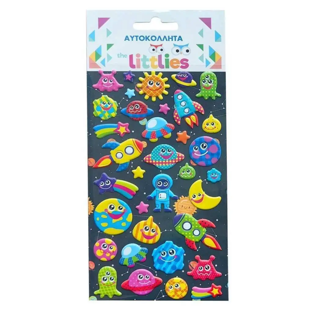 The Littlies: Raumschiff-Muster 3D-Puff-Aufkleber-Set 10x22cm auf Bogen Bild 1