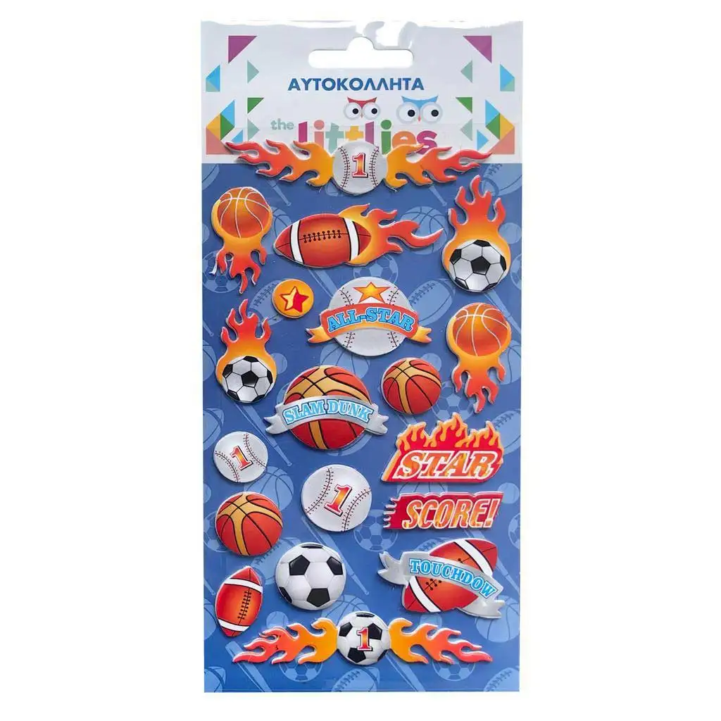 The Littlies: Sportliches 3D-Puff-Aufkleber-Set auf 10x22cm-Bogen Bild 1