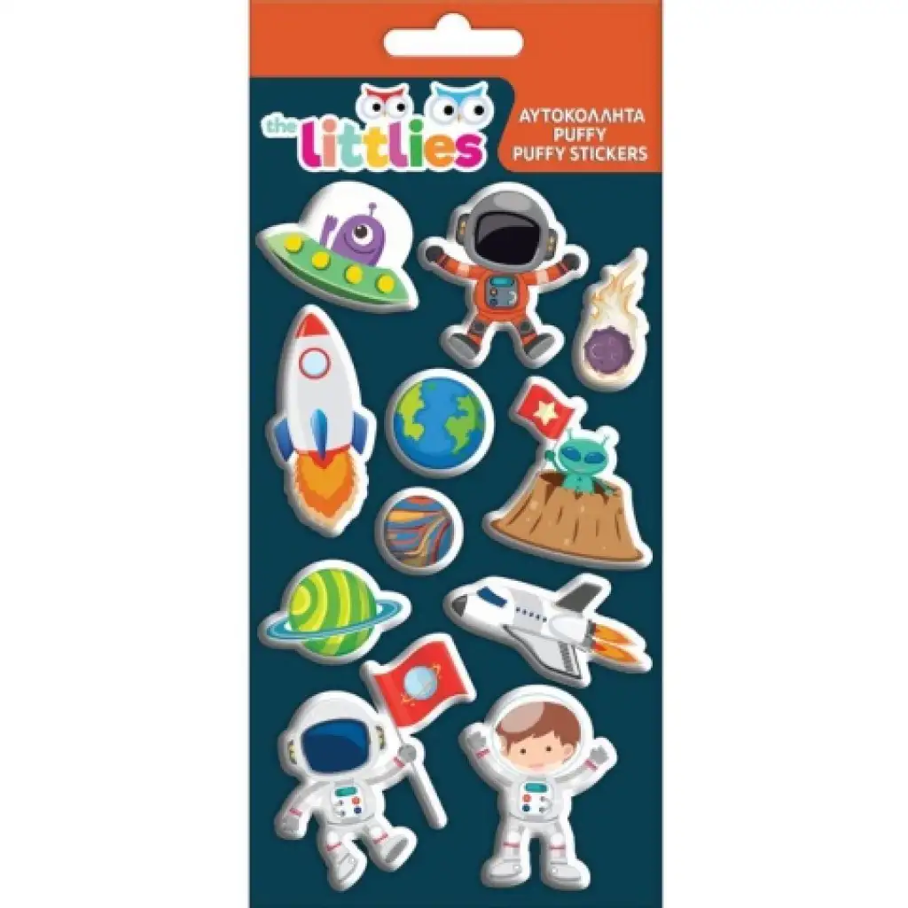 The Littlies: Weltraum 3D Puffy Sticker Set auf einem 10x22cm Bogen Bild 1