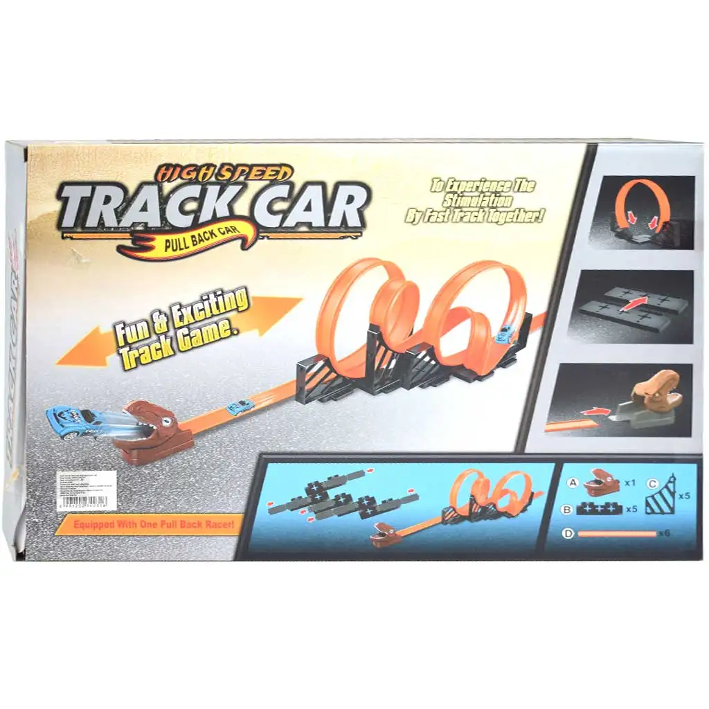 Track Car: Dinosaurier-Rennstreckenset mit 2 Stück 360-Grad-Schleifen und 2 Stück Rückziehautos 1/64 Bild 1
