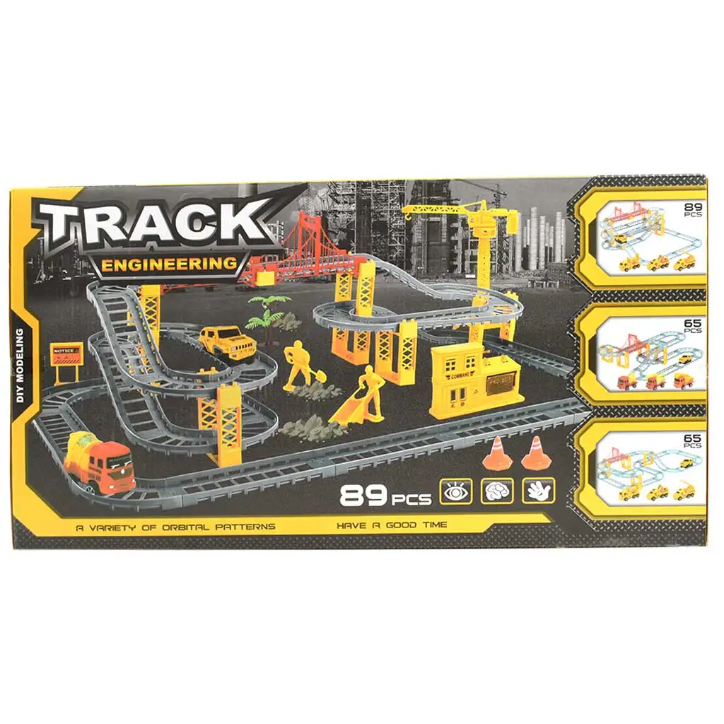 Track Engineering Rennstrecken-Set mit Baumaschinen und Arbeitern, 89-teiliges Set Bild 2