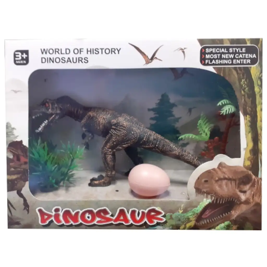 Tyrannosaurus Rex Dinosaurierfigur mit Ei und Pflanzen Bild 1