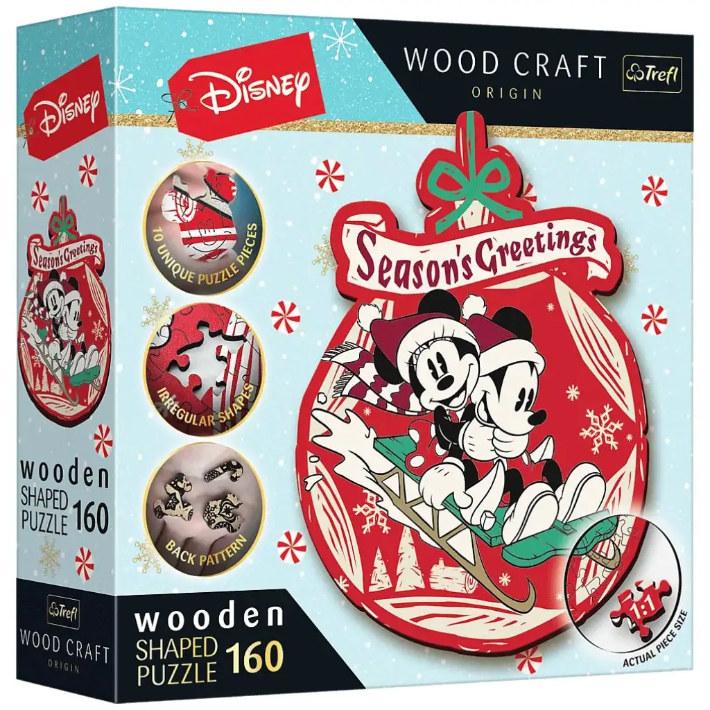 Wood Craft: Disney - Mickey und Minnies Weihnachten 160-teiliges Premium-Holzpuzzle - Trefl Bild 1