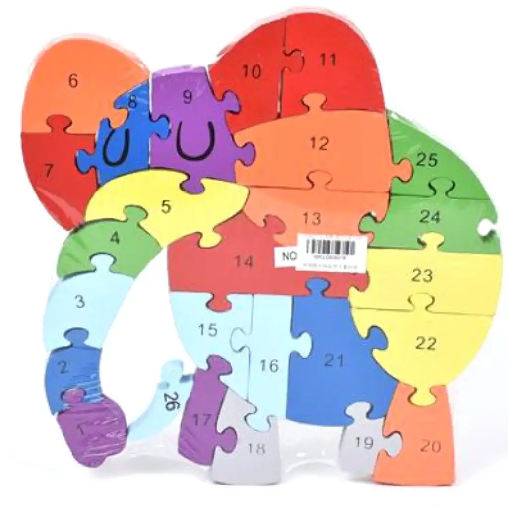 Zahlreiche Holz Lern Elefant Puzzle Bild 1
