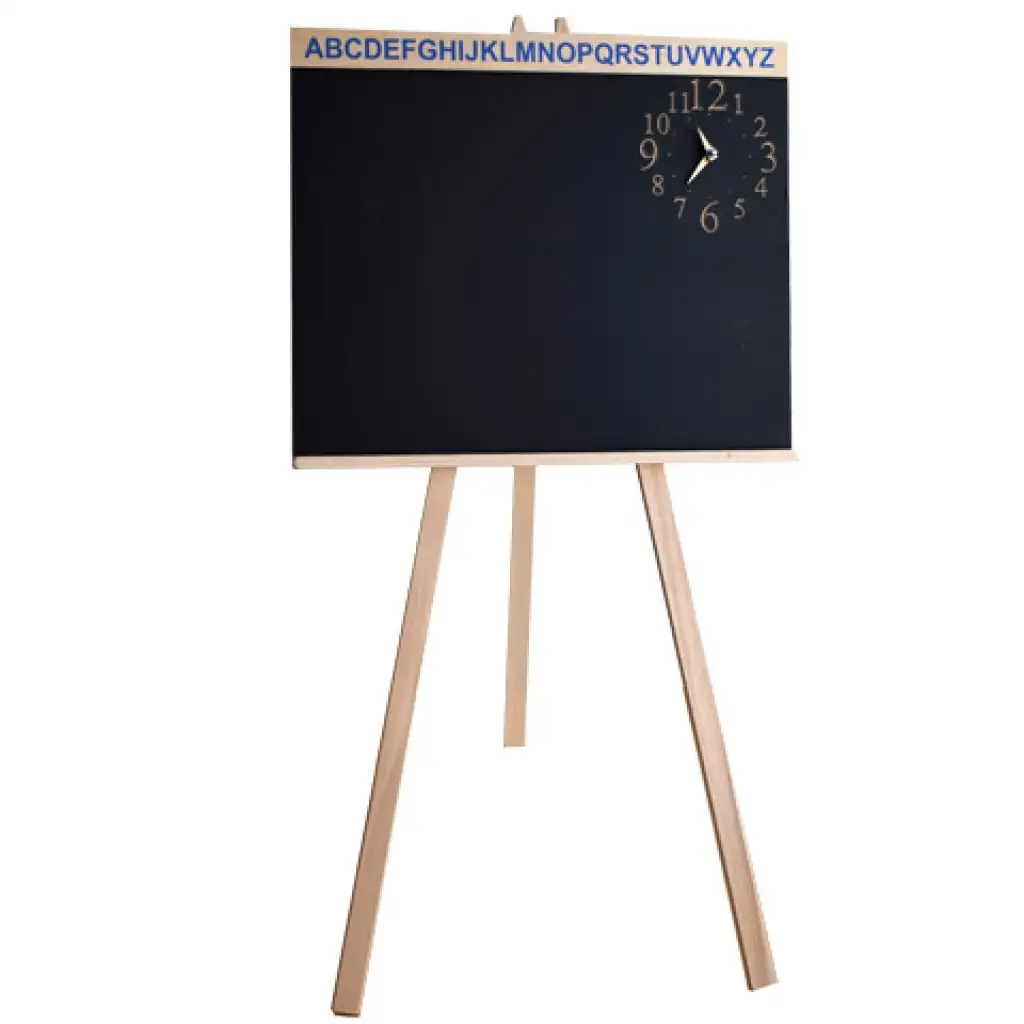 Zeichentafel mit Holzständer und Uhr Bild 1