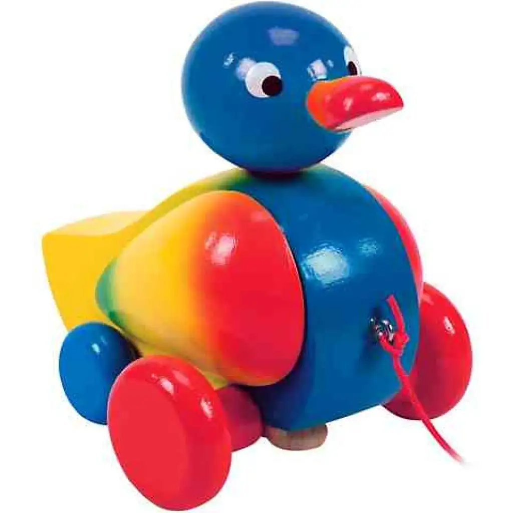 Ziehbare kleine Holzente in blauer Farbe Bild 1