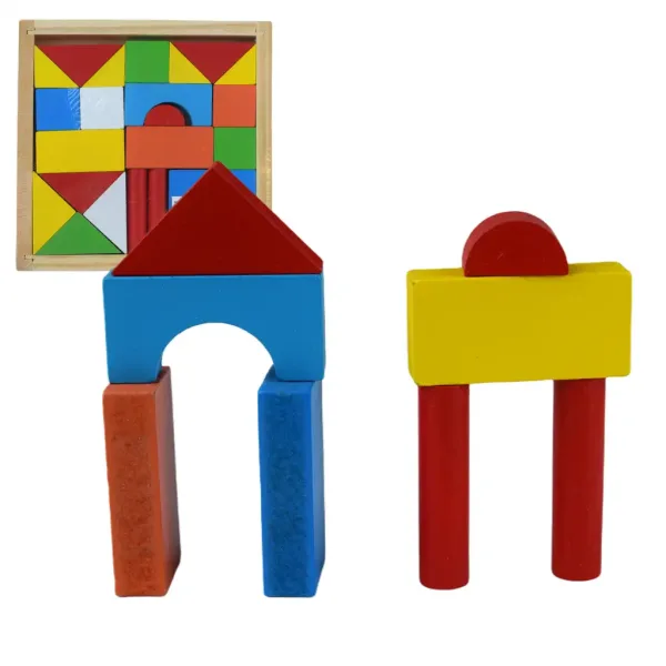 24-teiliges Set bunter Holzbausteine in einer Box Bild 3