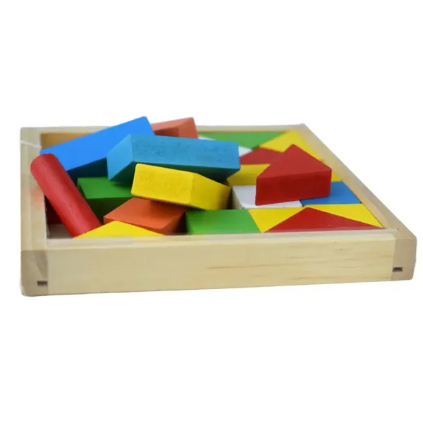 24-teiliges Set bunter Holzbausteine in einer Box Bild 4