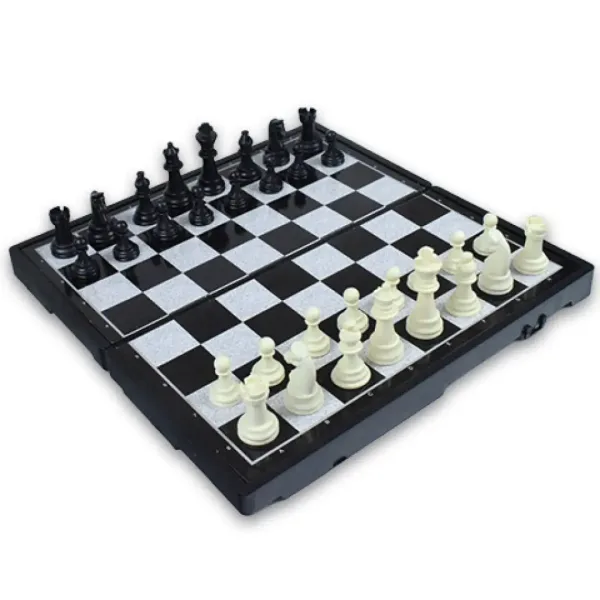3-in-1 Kunststoff-Schachbrett mit Schach- und Damespielsteinen Bild 2