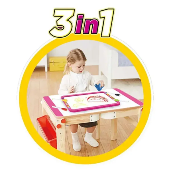 3-in-1 doppelseitige Zeichentafel in Pink, 37x99cm Bild 4
