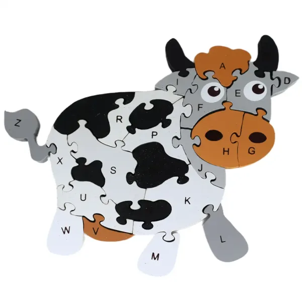 ABC - 123 Kuh-Holzpuzzle für Kinder Bild 2