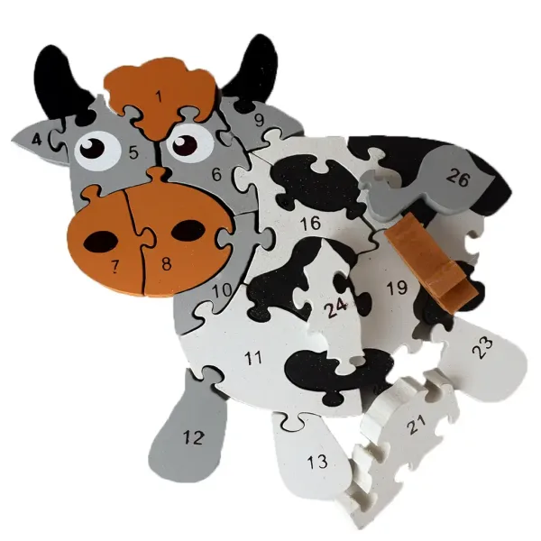 ABC - 123 Kuh-Holzpuzzle für Kinder Bild 3