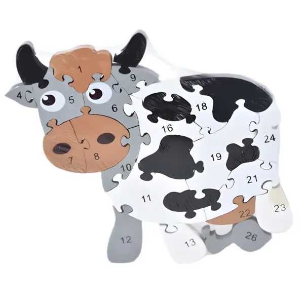 ABC - 123 Kuh-Holzpuzzle für Kinder Bild 4