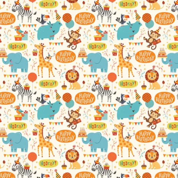 Alles Gute zum Geburtstag! Dschungeltiere Geschenkpapier 100x70 cm Bild 1