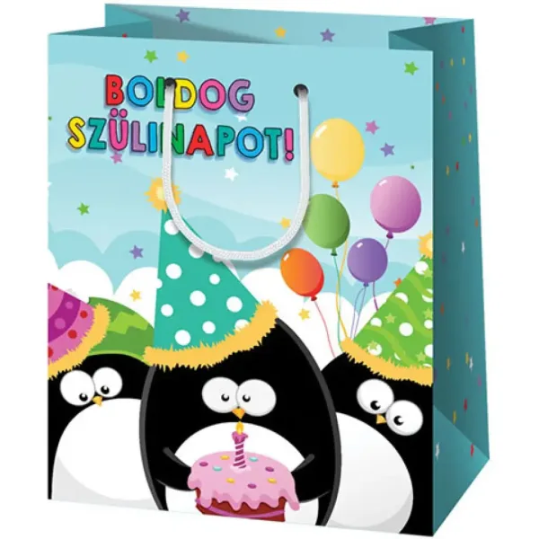Alles Gute zum Geburtstag! Riesige Geschenktasche mit Pinguinmuster 40x56x20cm Bild 1