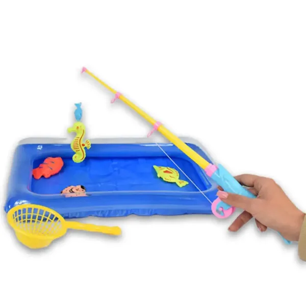 Angelspiel mit aufblasbarem Pool und Teleskop-Angelrute Bild 2