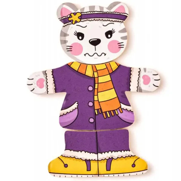 Anziehbare Katze Holzpuzzle 18-teilig - Woodyland Bild 2