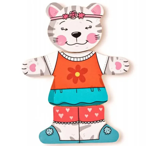 Anziehbare Katze Holzpuzzle 18-teilig - Woodyland Bild 3
