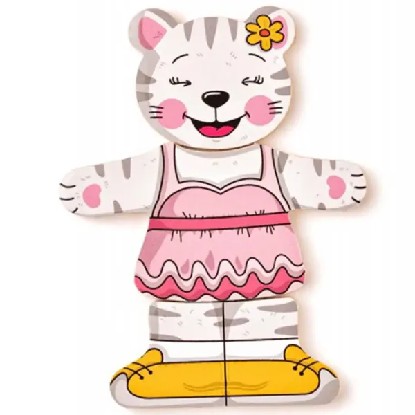 Anziehbare Katze Holzpuzzle 18-teilig - Woodyland Bild 4