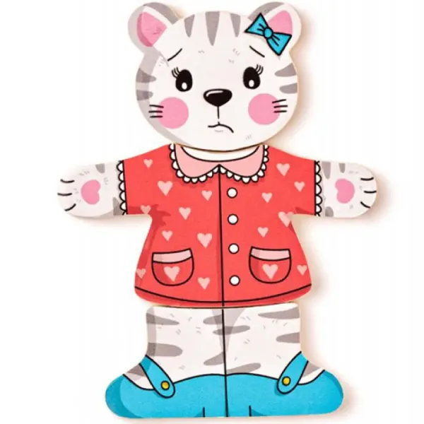 Anziehbare Katze Holzpuzzle 18-teilig - Woodyland Bild 5