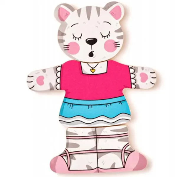 Anziehbare Katze Holzpuzzle 18-teilig - Woodyland Bild 6