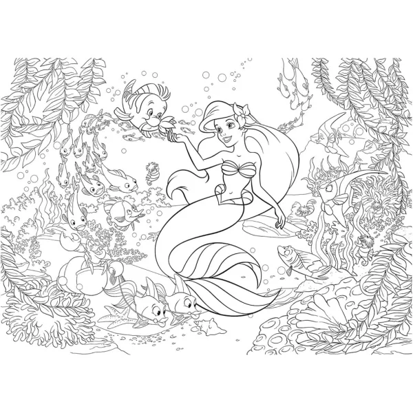 Arielle, die Meerjungfrau 2-in-1-Puzzle und Ausmalbild, 108-teilig, 50x35 cm – Lisciani Bild 3
