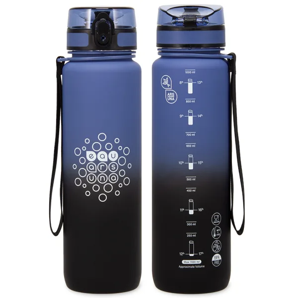 Ars Una: BPA-freie Motivations-Trinkflasche mit Farbverlauf, matt - 1000 ml - Stürmische Nacht Bild 2