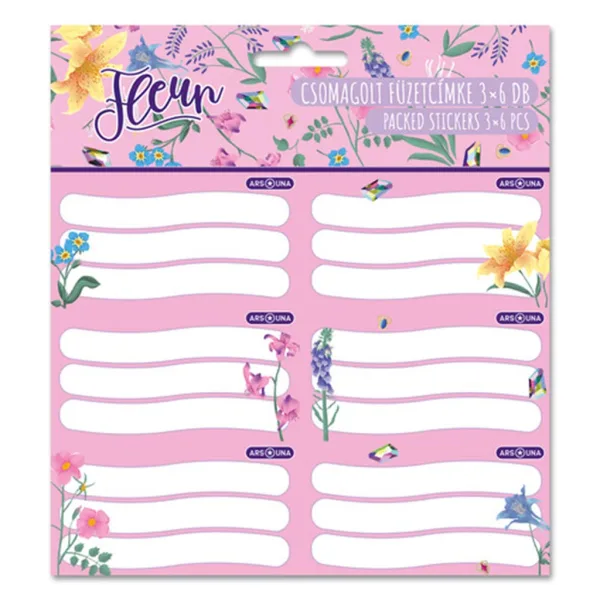 Ars Una: Fleur rosafarbene, blumenmusterverzierte verpackte Heftetiketten 3x6 Stück Bild 1
