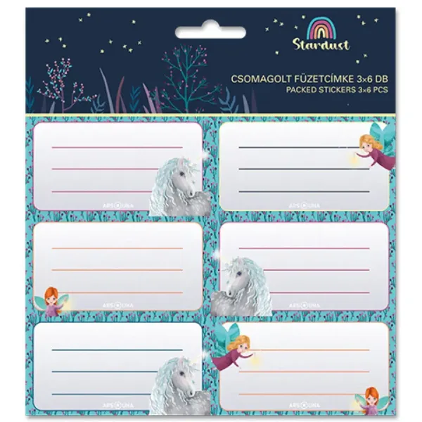 Ars Una: Stardust Einhorn gemusterte verpackte Heftetiketten 3x6 Stück Bild 1