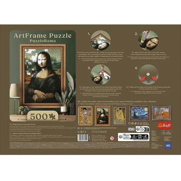 ArtFrame: Leonardo da Vinci - Mona Lisa - 500-teiliges Puzzle mit Rahmen - Trefl Bild 3