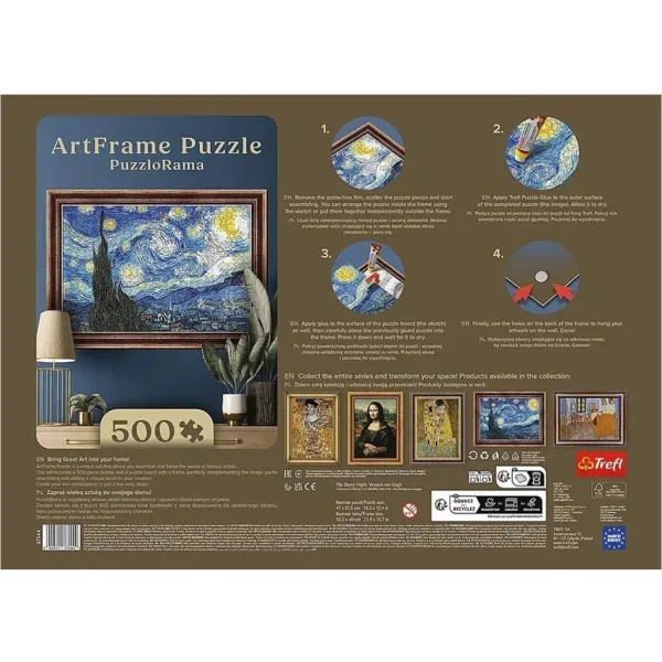 ArtFrame: Van Gogh – Sternennacht 500-teiliges Puzzle mit Rahmen – Trefl Bild 3