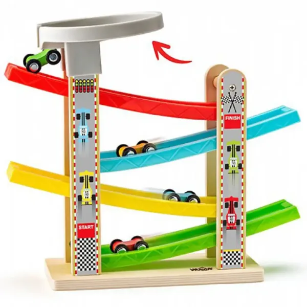 Autobahn-Set mit vier kleinen Autos Spielset - Woodyland Bild 2