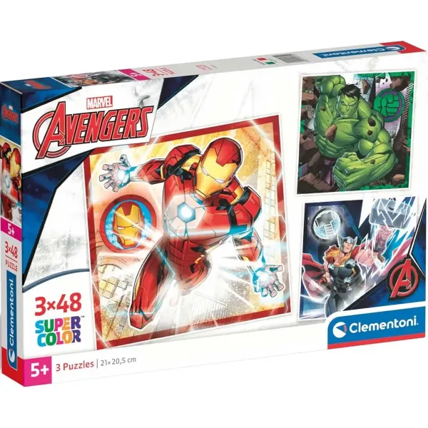 Avengers 3x48 Stück Supercolor Puzzle - Clementoni Bild 1