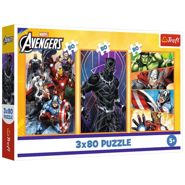 Avengers actionreicher Tag 3x80 Teile Puzzle - Trefl Bild 1