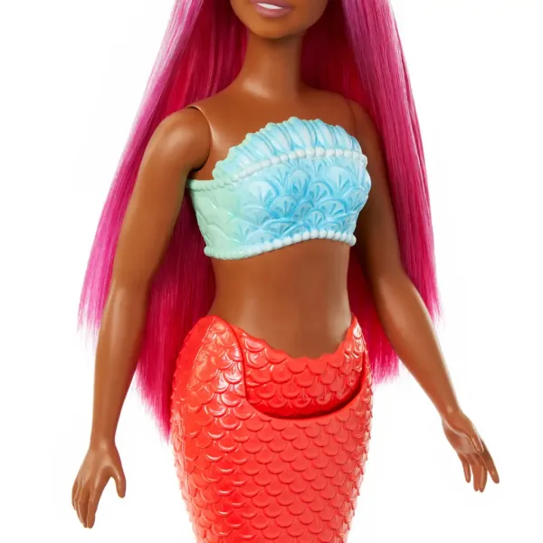 Barbie Dreamtopia: Meerjungfrau Puppe mit rosa Haaren und korallenfarbener Flosse - Mattel Bild 4