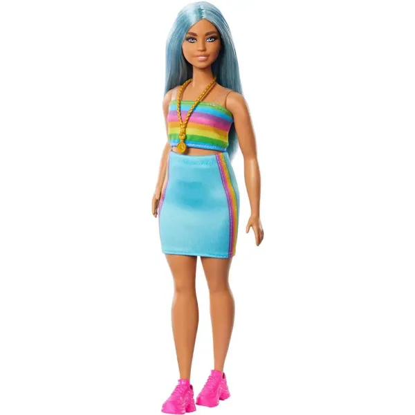Barbie: Fashionista Style-Puppe in buntem Streifenkleid - Mattel Bild 3